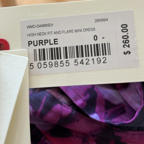 NWT Ted Baker Sammieh Purple Floral Long Sleeve High Neck Flare Mini Dress sz 0 - Picture 7 of 8